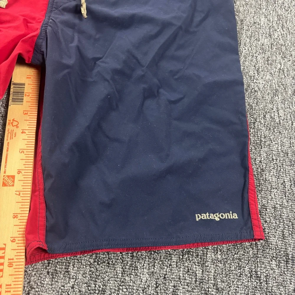 Patagonia Baggy Surf Colorblock Board Shorts Red Navy Blue Mens Size 38